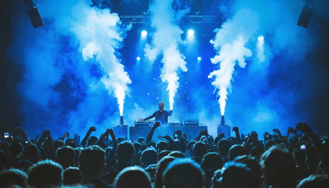 Podiumshow met CO2-jets, confetti en blauwe verlichting op Nederlands evenement
